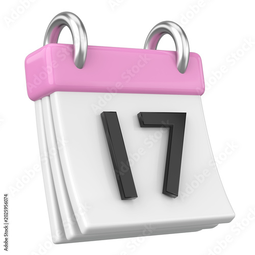 17th. seventeenth day of month. Calendar. 3D illustration.