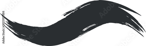 Black ink brush stroke in a horizontal wave shape