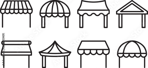 Foto Set of 8 minimalist wooden chair icons vector illustration Vector