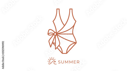 Bild auf Leinwand Summer Swimsuit Outline Icon