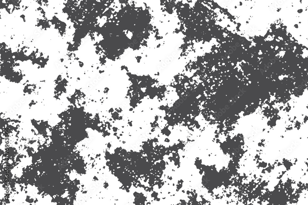 Fototapeta premium Distressed grunge texture with dark gray splatters on white background