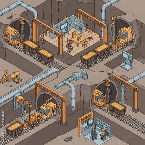 Fotografía Industrial underground mining facility operations.