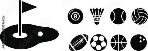 Foto Black and white sports icons set