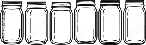 Konstfotografi Set of six black coffee thermos bottles with lids isolated Vector