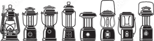 Foto Old-fashioned film cameras set isolated on white vector illustration Vector