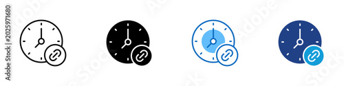 Foto Time Integration Multiple Style Icon Design Vector - Clock with chain link repre