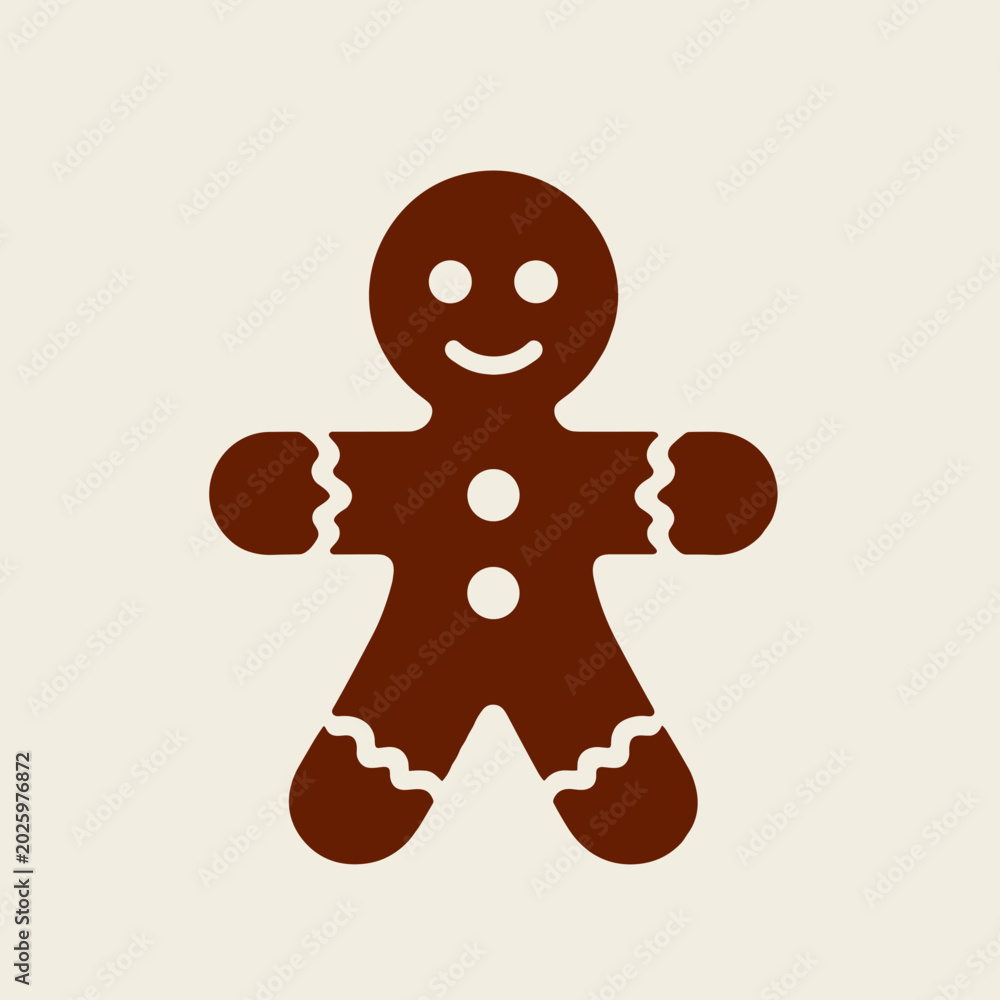 Obraz premium Gingerbread man icon in a simple design on a neutral background