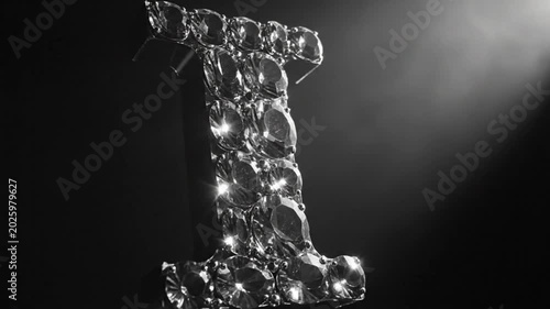 Diamond Letter I Sparkling Against a Black Background, Illuminated and Reflecting Light in Luxury Style