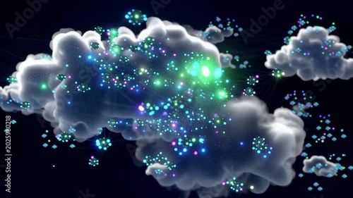 Abstract blue fractal bubbles glowing light pattern with starry space shine wallpaper 4k animation tech video