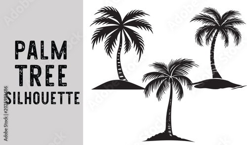 Tropical Palm Tree Silhouettes for Summer and Beach Design