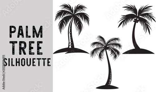 Palm Tree Silhouette Collection Isolated on White Background