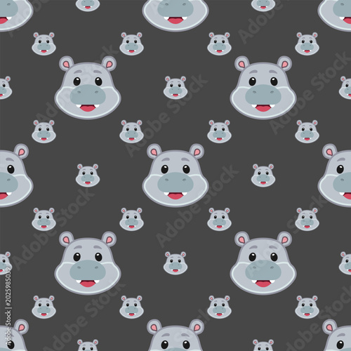 Vector seamless pattern of a hippopotamus