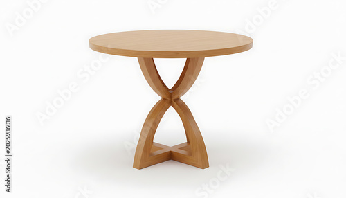 Round wooden table with curved base furniture interior