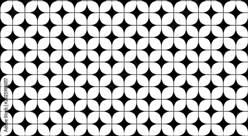 Canvastavla A beautiful seamless floral-inspired geometric pattern composed of black and white interlocking shapes creating a timeless and sophisticated decorative background