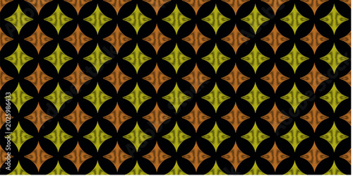 Bild auf Leinwand A warm and inviting seamless pattern with intersecting circles in orange and yellow featuring a detailed hatched texture for a tactile and sophisticated look
