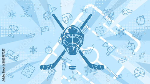 Ice hockey background - banner, poster, vector illustration