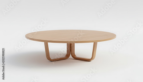 Light wood round coffee table with curved legs round table