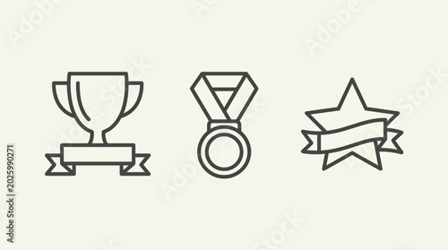 Awards and recognition symbols icons.