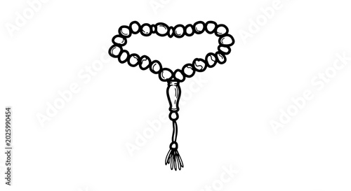 Schilderij op canvas Hand drawn prayer beads vector illustration, traditional tasbih or rosary sketch