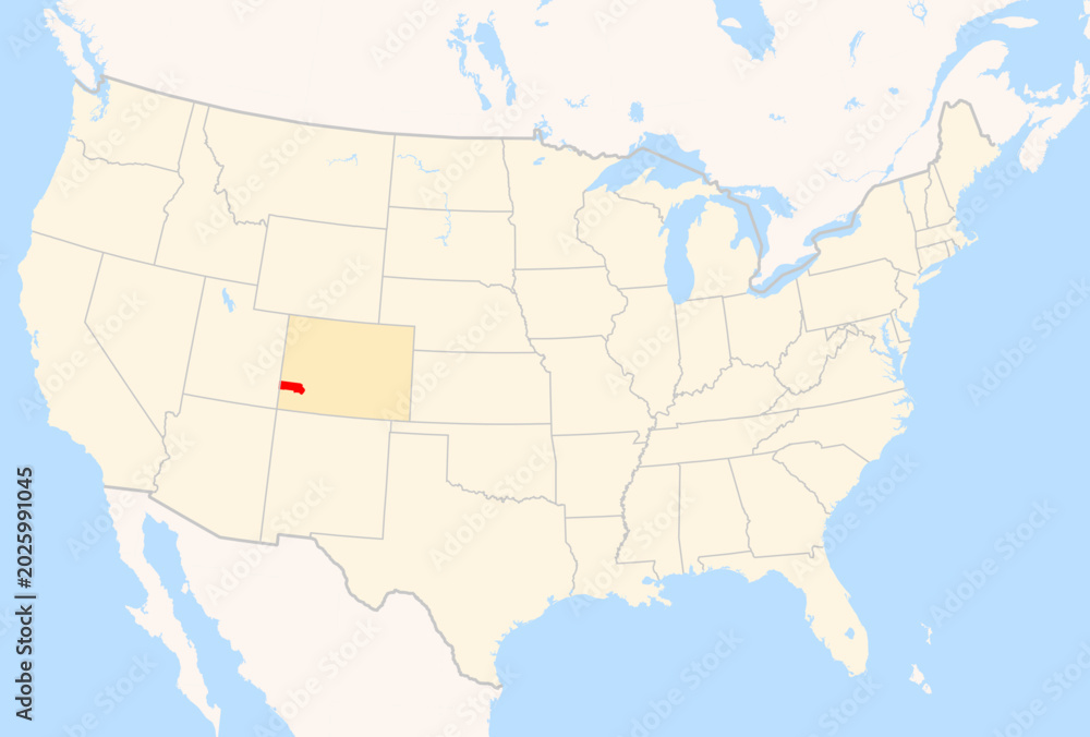 Naklejka premium Locator Map of the County San Miguel (Colorado, US) showing the Contiguous United States with the highlighted County