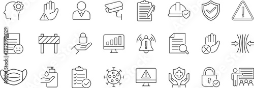 Protection, Warning and Security Outline Icons