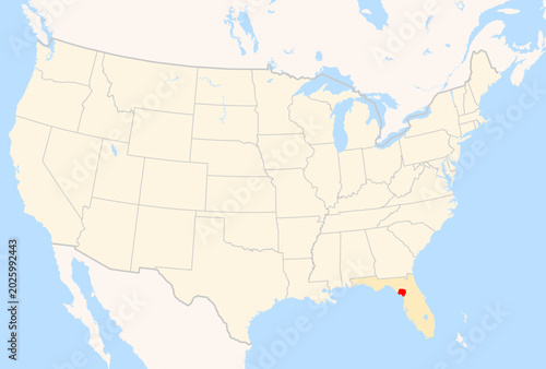 Bild auf Leinwand Locator Map of the County Levy (Florida, US) showing the Contiguous United State