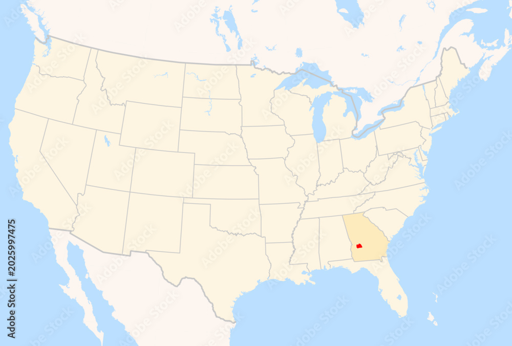 Fototapeta premium Locator Map of the County Sumter (Georgia, US) showing the Contiguous United States with the highlighted County