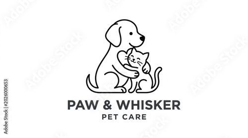 Photos Dog Hugging Cat Logo Design.