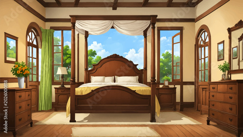 Beautiful rural village house, Rural village background 