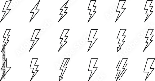 Fotografija Lightning bolt silhouettes collection isolated on transparent background