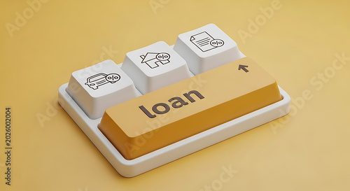 Computer keyboard keys representing home mortgage and finance loan application with keyboard mortgage business application investment property interest transaction technology