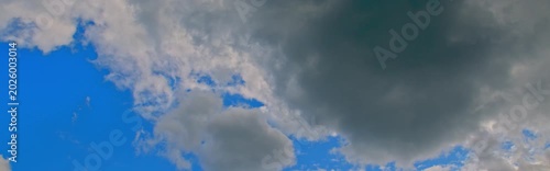 Anamorphic timelapse: clouds on sky in springtime