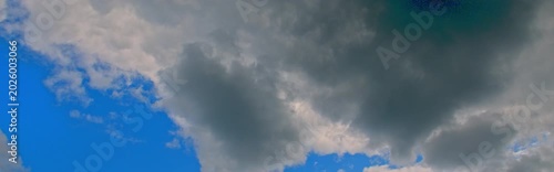Anamorphic timelapse: clouds on sky in springtime