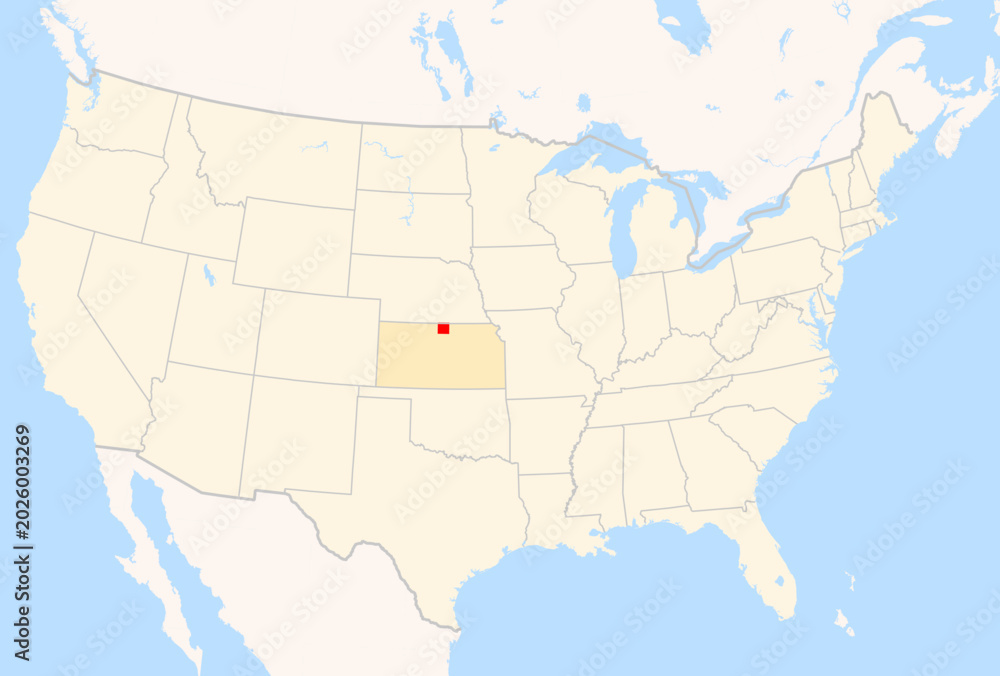Fototapeta premium Locator Map of the County Jewell (Kansas, US) showing the Contiguous United States with the highlighted County