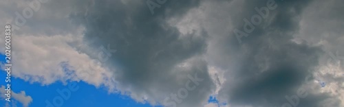 Anamorphic timelapse: clouds on sky in springtime