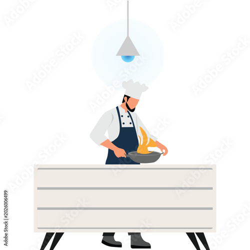 Professional chef preparing food cooking in kitchen vector illustration