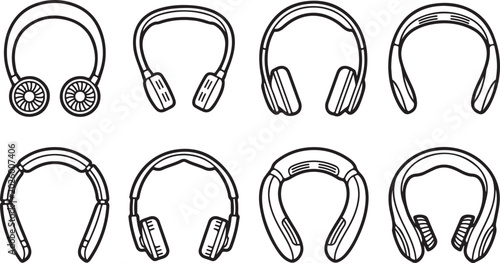 Konstfotografi Black and white vector illustration of stylized human ears and earrings Vector