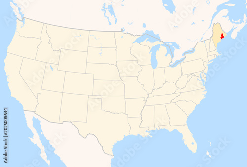 Cuadro en lienzo Locator Map of the County Hancock (Maine, US) showing the Contiguous United Stat