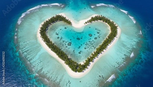 Heart-shaped island floats in crystal blue waters