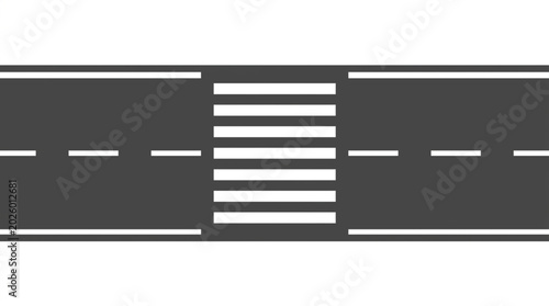 Foto Pedestrian crossing on a dark asphalt road with white stripes.
