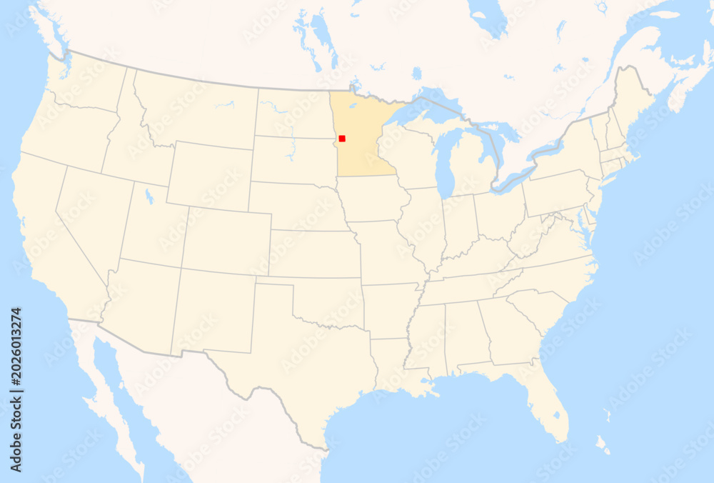 Fototapeta premium Locator Map of the County Grant (Minnesota, US) showing the Contiguous United States with the highlighted County