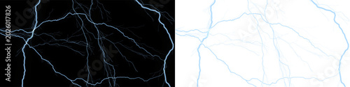Slika na platnu Bright blue electric lightning bolt streaks across dark sky stormy weather hazard dangerous natural phenomenon