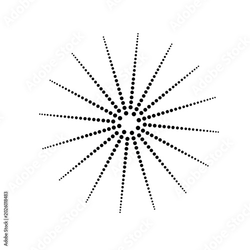 Radial Halftone Dotted Sunburst Black and White Abstract Starburst Vector Design