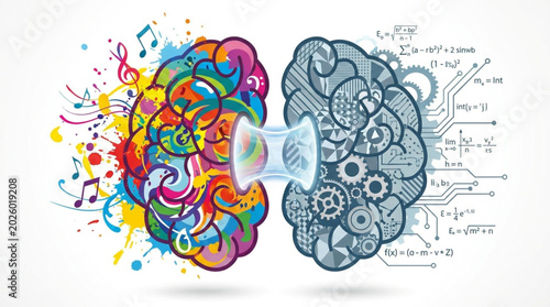 Tableau sur toile Creative and Logical Brain Hemispheres Connected.