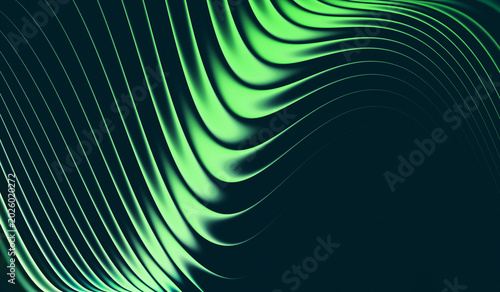 Abstract green waves with light distortions