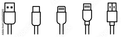 Foto usb cable connector icon set