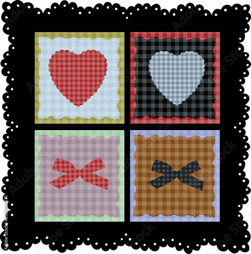 Rustic Patchwork Quilt Square Illustration
