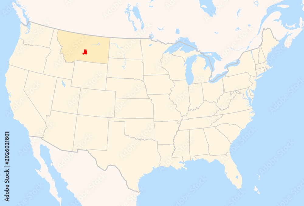 Fototapeta premium Locator Map of the County Golden Valley (Montana, US) showing the Contiguous United States with the highlighted County
