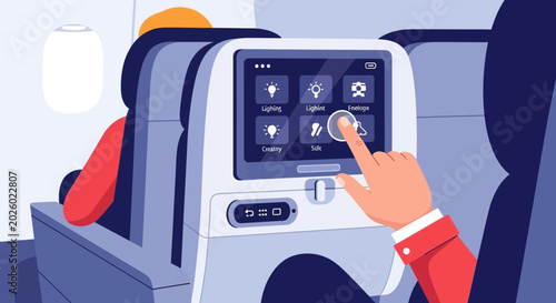 Hand interacting with inflight entertainment system.