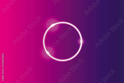 glowing neon sign. neon glowing circle isolated on gradient background. Neon gradient rings, with glowing light effects, futuristic portal gateway, vibrant and LED illumination. 
